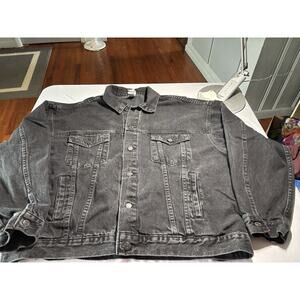 Tyca Men's Black Jean Jacket Size L Button Front Pockets Embossed Grand Canyon